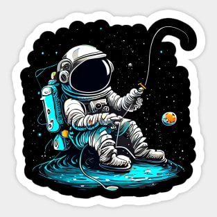 Astronaut Fishing Sticker